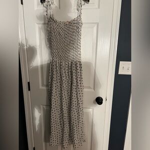 Rebecca Taylor Cream and Blue Floral Poplin Smocked Dress